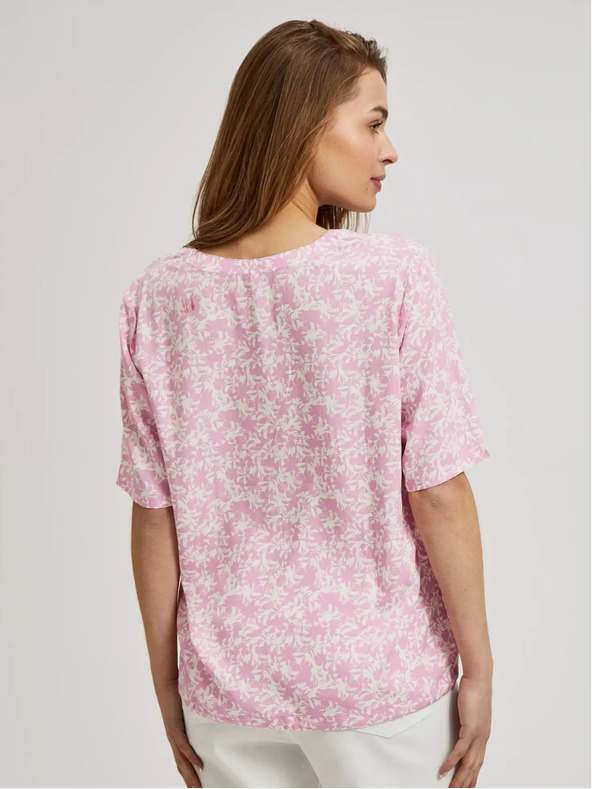 Moodo Világos rózsaszín mintás blúz nyakkendővel Moodo