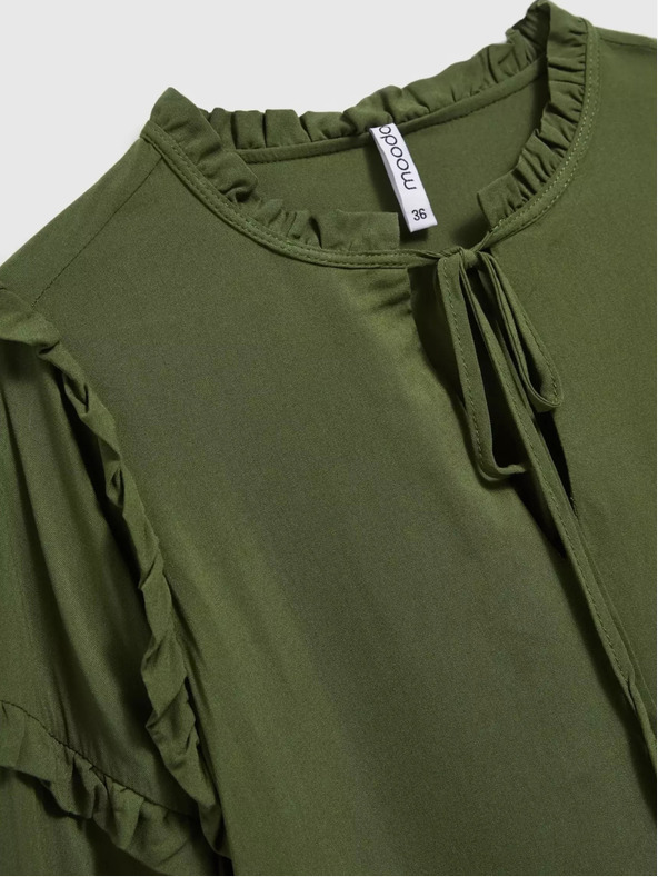 Moodo Khaki színű blúz fodros ujjakkal Moodo