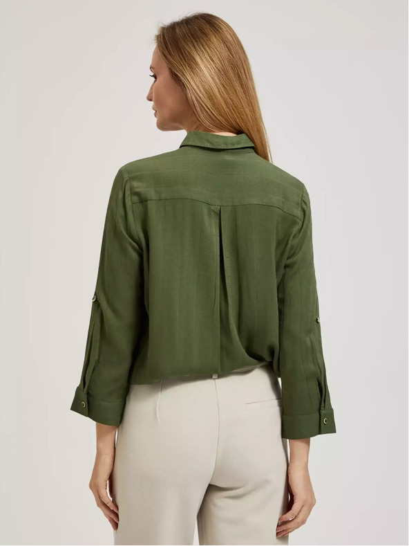 Moodo Khaki színű blúz zsebekkel és hosszú ujjakkal Moodo