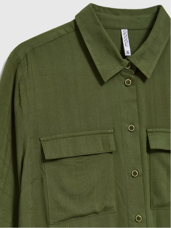 Moodo Khaki színű blúz zsebekkel és hosszú ujjakkal Moodo