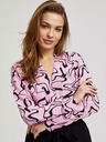 Moodo Rózsaszín hosszú ujjú blúz geometrikus mintával Moodo