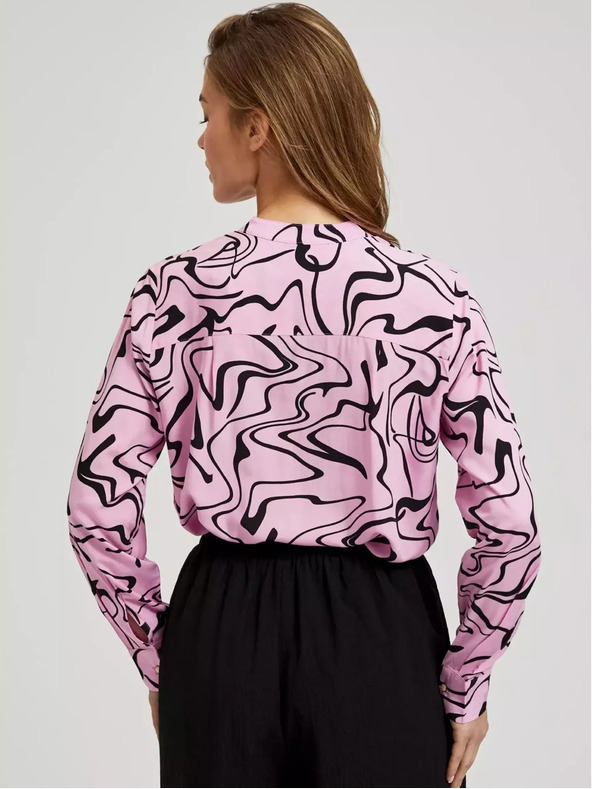 Moodo Rózsaszín hosszú ujjú blúz geometrikus mintával Moodo