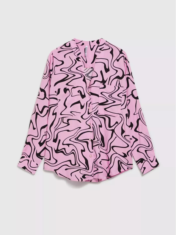 Moodo Rózsaszín hosszú ujjú blúz geometrikus mintával Moodo