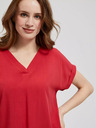 Moodo Piros, rövid ujjú, V-nyakú póló Moodo