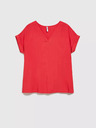 Moodo Piros, rövid ujjú, V-nyakú póló Moodo