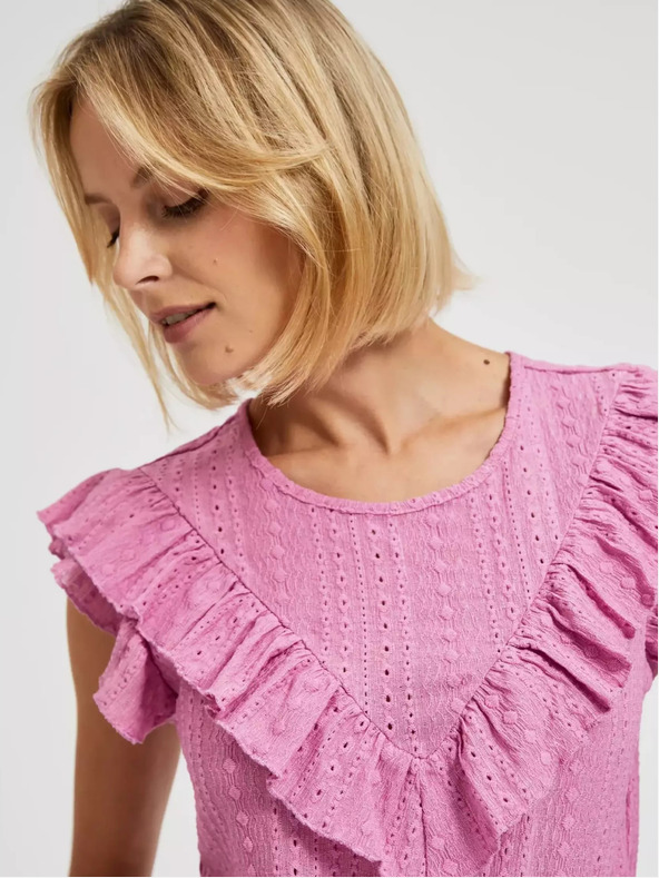 Moodo Rózsaszín fodros blúz Moodo