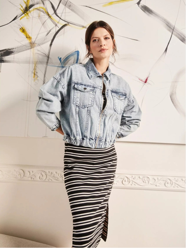 Moodo Világoskék farmerdzseki cipzárral Moodo