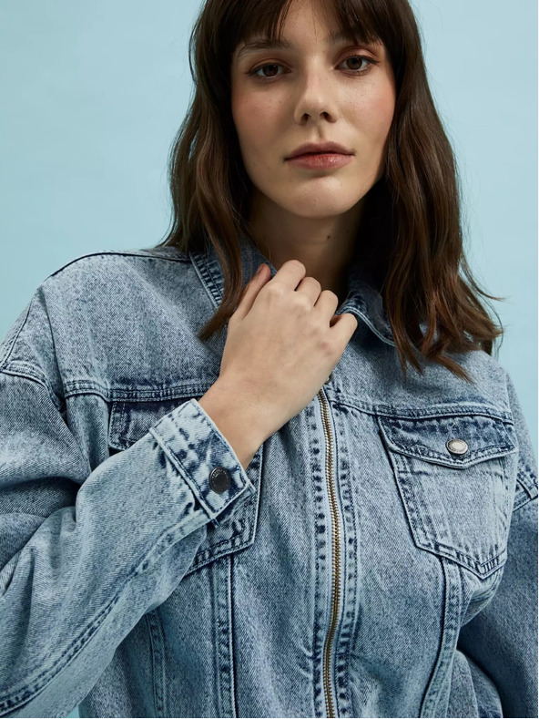 Moodo Világoskék farmerdzseki cipzárral Moodo