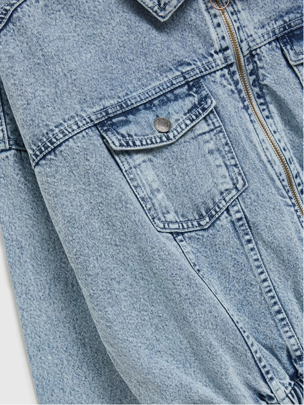 Moodo Világoskék farmerdzseki cipzárral Moodo