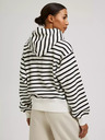 Moodo Fekete-fehér vékony csíkos kapucnis pulóver cipzáras kapucnival Moodo
