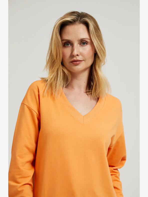 Moodo Narancssárga V-nyakú pulóver Moodo