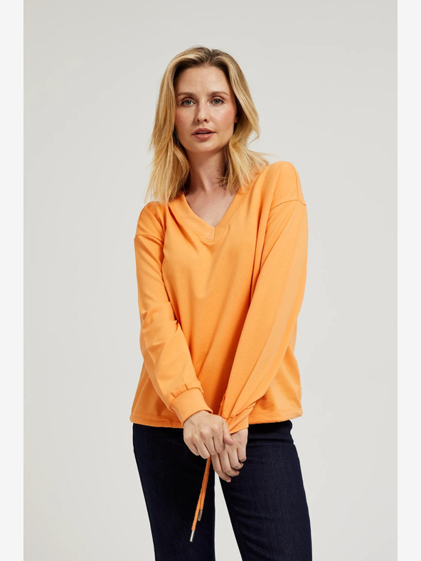 Moodo Narancssárga V-nyakú pulóver Moodo