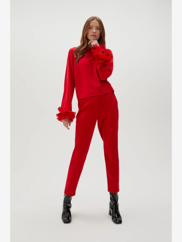 Moodo Piros egyenes nadrág övvel Moodo