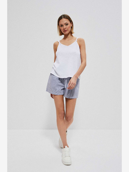 Moodo Fehér és kék női csíkos rövidnadrág Moodo