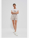 Moodo Moodo fehér és barna női csíkos rövidnadrág