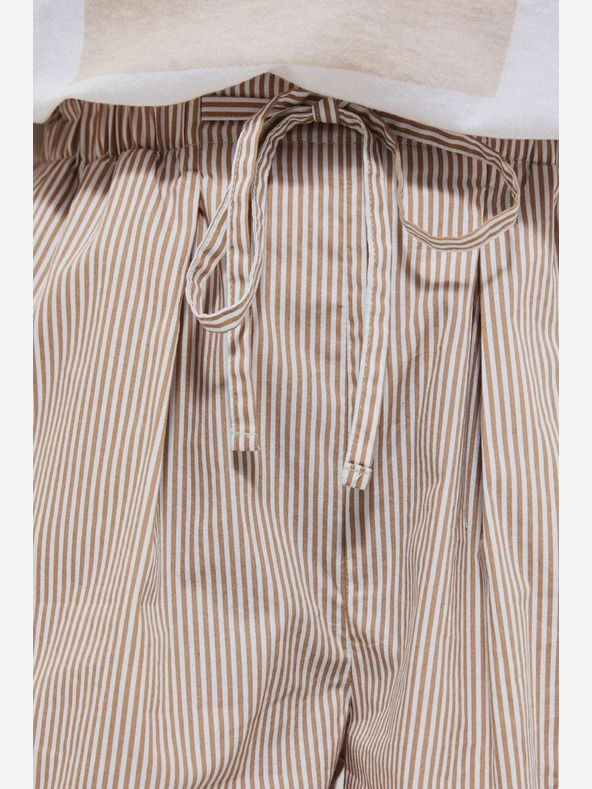 Moodo Moodo fehér és barna női csíkos rövidnadrág