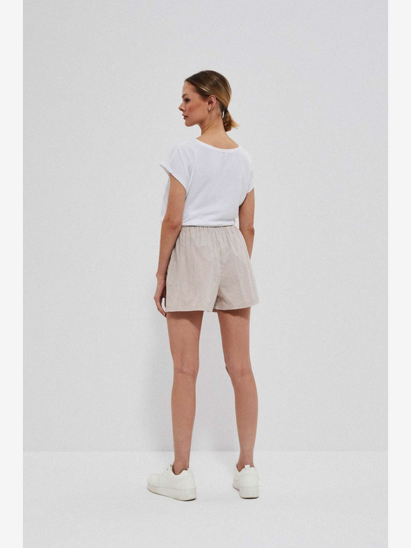 Moodo Moodo fehér és barna női csíkos rövidnadrág