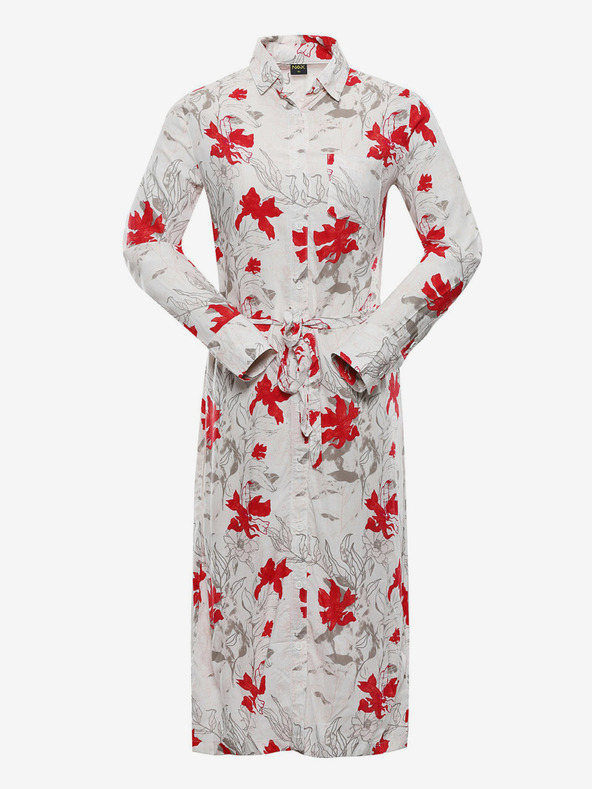 NAX Piros-fehér női mintás póló ruha NAX Cufewa