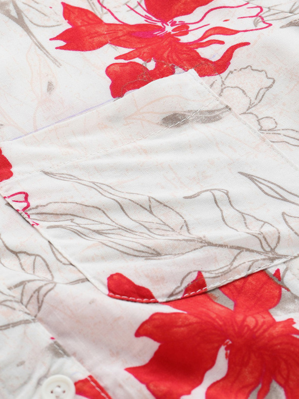 NAX Piros-fehér női mintás póló ruha NAX Cufewa