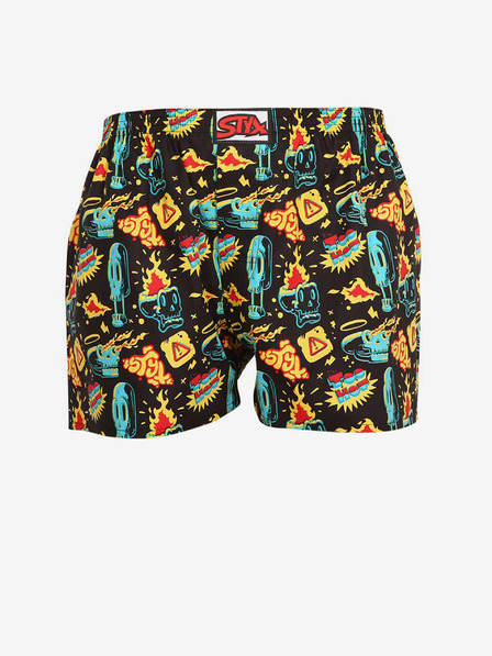 Styx Fekete és sárga férfi mintás rövidnadrág Styx art Toohot