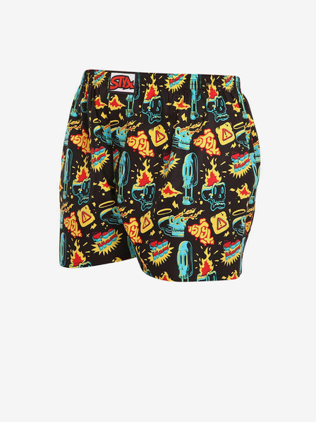 Styx Fekete és sárga férfi mintás rövidnadrág Styx art Toohot