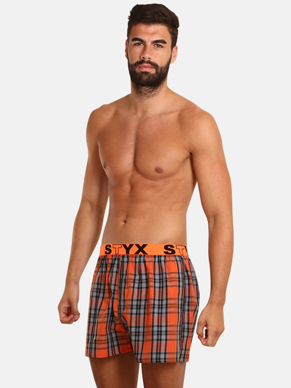 Styx Szürke és narancssárga férfi kockás rövidnadrág Styx