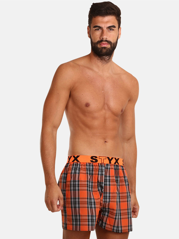 Styx Szürke és narancssárga férfi kockás rövidnadrág Styx