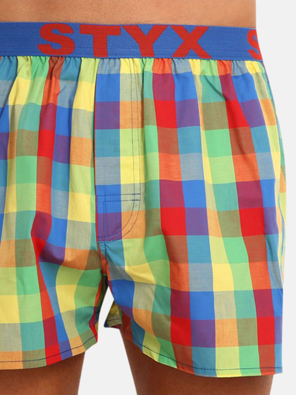 Styx Piros és zöld Styx férfi kockás rövidnadrág