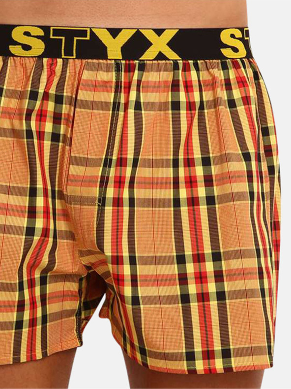 Styx Sárga-narancs férfi kockás rövidnadrág Styx