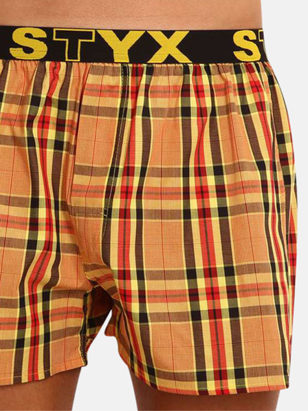Styx Sárga-narancs férfi kockás rövidnadrág Styx