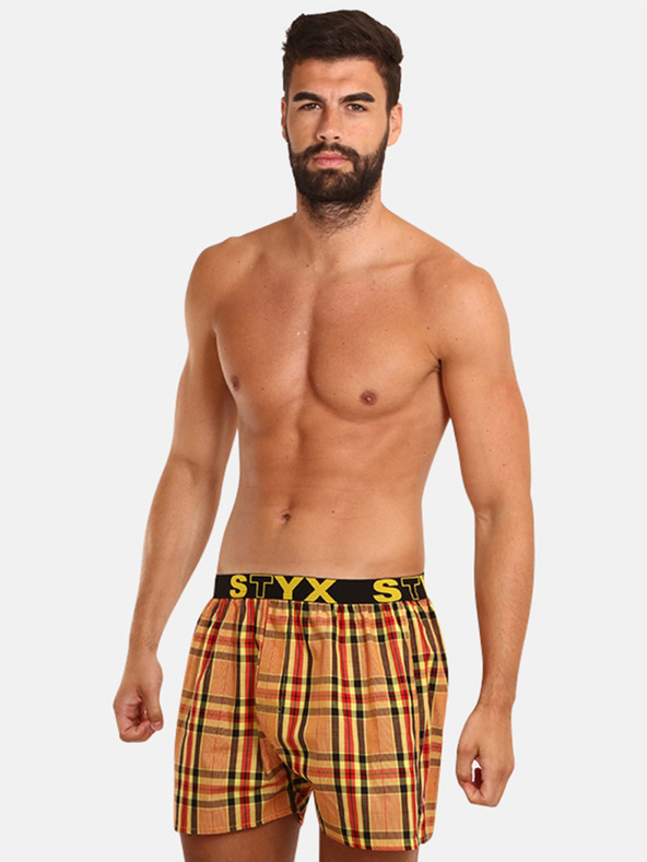 Styx Sárga-narancs férfi kockás rövidnadrág Styx