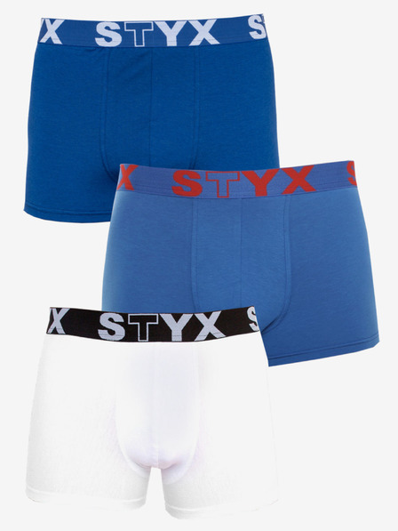 Styx Három darabos férfi Styx boxeralsó készlet kék és fehér színben