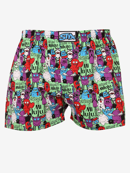 Styx Lila és zöld férfi mintás alsónadrág Styx art Monsters