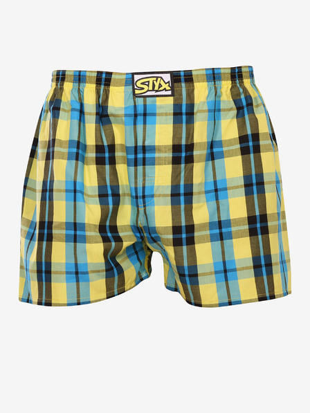 Styx Kék és sárga férfi kockás rövidnadrág Styx