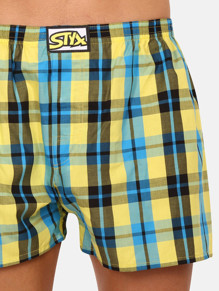 Styx Kék és sárga férfi kockás rövidnadrág Styx