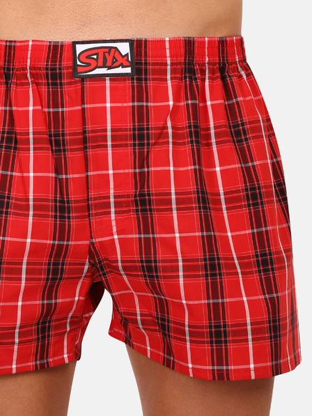Styx Fekete és piros férfi kockás rövidnadrág Styx