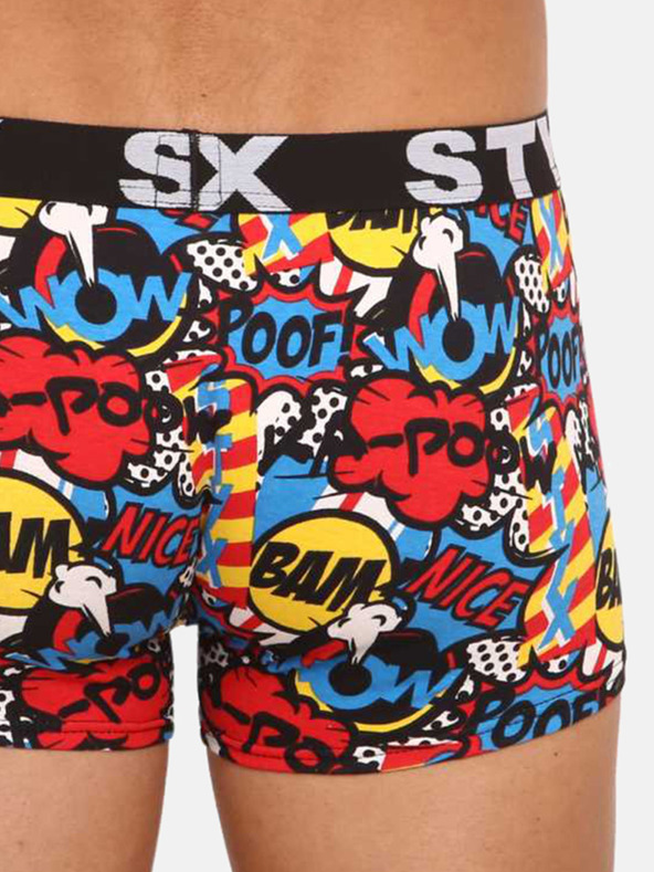 Styx Kék és piros színű, mintás férfi boxeralsó Styx art Poof