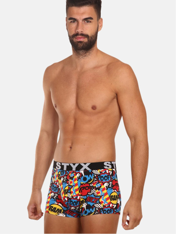 Styx Kék és piros színű, mintás férfi boxeralsó Styx art Poof