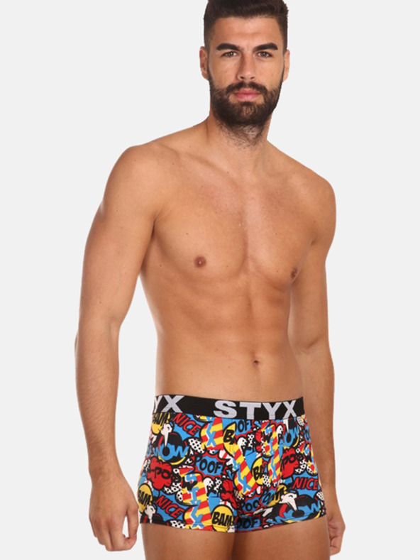 Styx Kék és piros színű, mintás férfi boxeralsó Styx art Poof