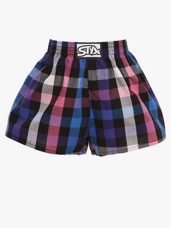 Styx Fekete és lila fiú kockás rövidnadrág Styx
