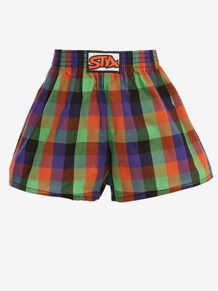 Styx Lila és zöld fiú kockás rövidnadrág Styx