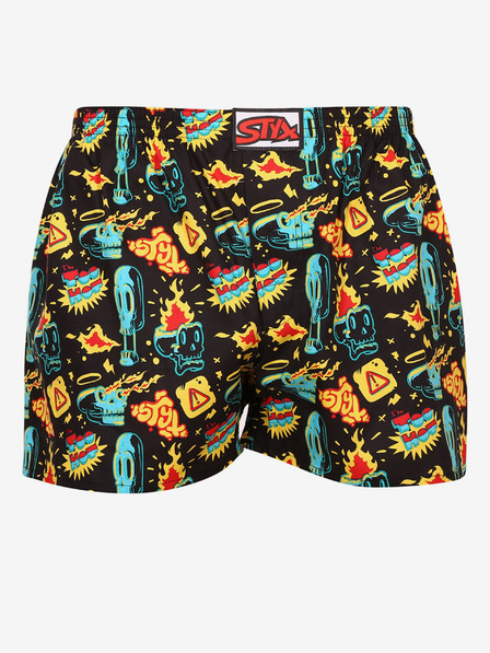 Styx Fekete férfi mintás rövidnadrág Styx art Toohot