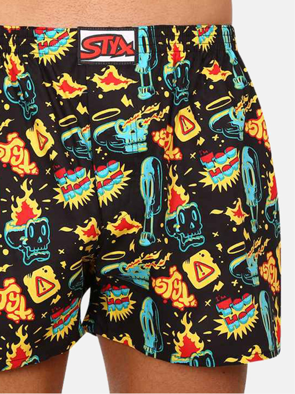 Styx Fekete férfi mintás rövidnadrág Styx art Toohot