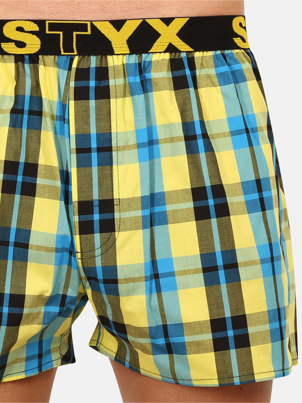 Styx Kék és sárga férfi kockás rövidnadrág Styx