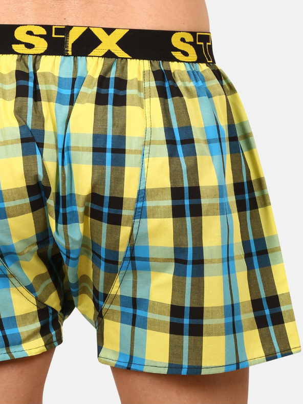 Styx Kék és sárga férfi kockás rövidnadrág Styx