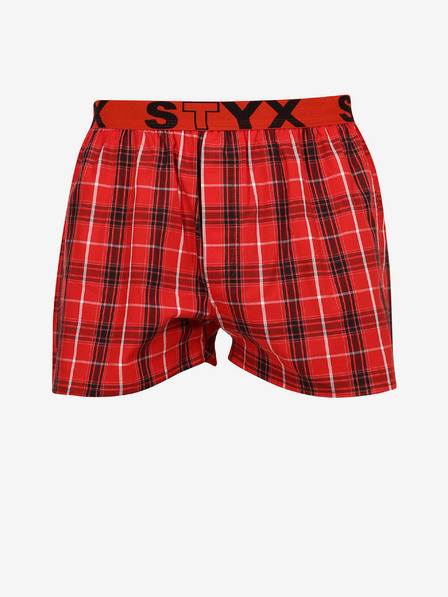 Styx Styx piros férfi kockás rövidnadrágok