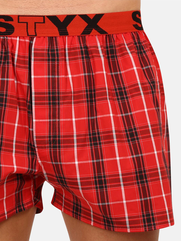 Styx Styx piros férfi kockás rövidnadrágok