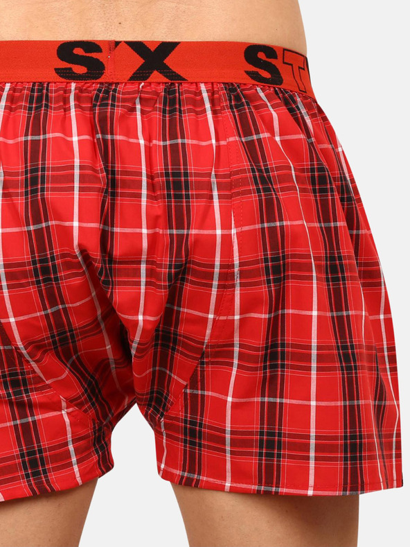 Styx Styx piros férfi kockás rövidnadrágok