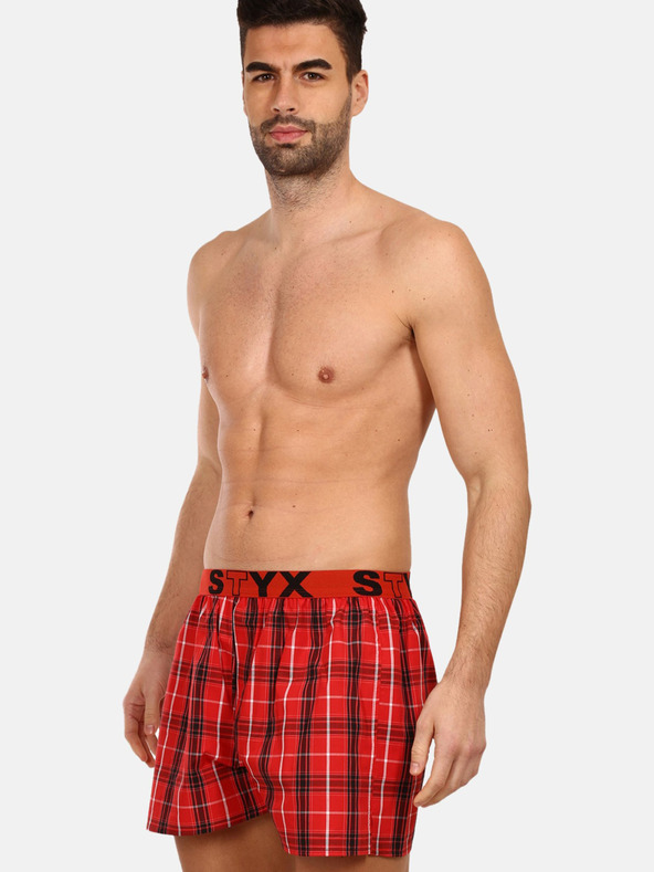 Styx Styx piros férfi kockás rövidnadrágok