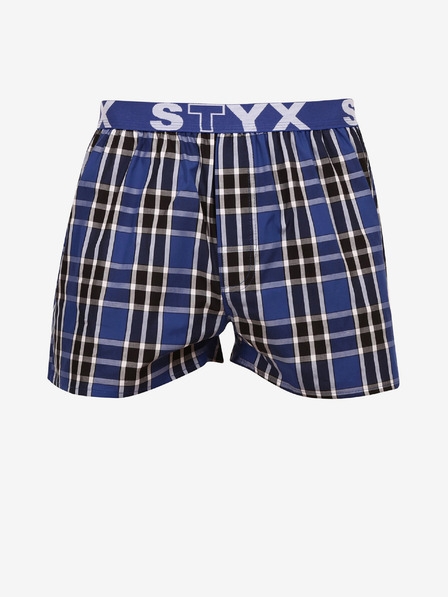 Styx Fekete és kék férfi kockás rövidnadrág Styx